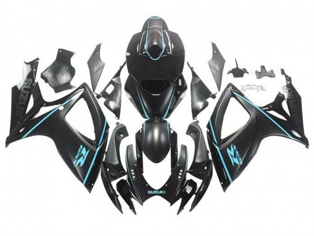 2006-2007 Suzuki GSXR 600 / GSXR 750 Motorcycle Fairings - Matte Black Turquoise Blue UK