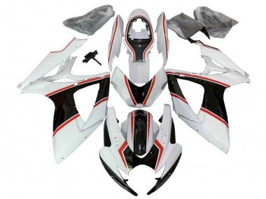 Best 2006-2007 Suzuki GSXR 600 / GSXR 750 Motorcycle Fairings - White Orange Black Pinstripe UK