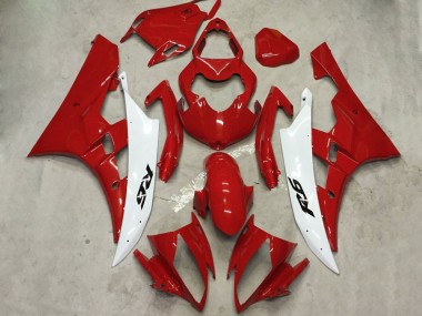 Best 2006-2007 Yamaha YZF R6 Motorcycle Fairing Kits - White Red UK