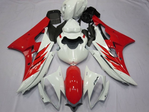 2006-2007 Yamaha YZF R6 Motorcycle Fairing - White Red UK