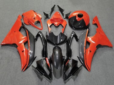 Best 2008-2016 Yamaha YZF R6 Motorcycle Fairings - Orange Black Carbon Fiber Style UK