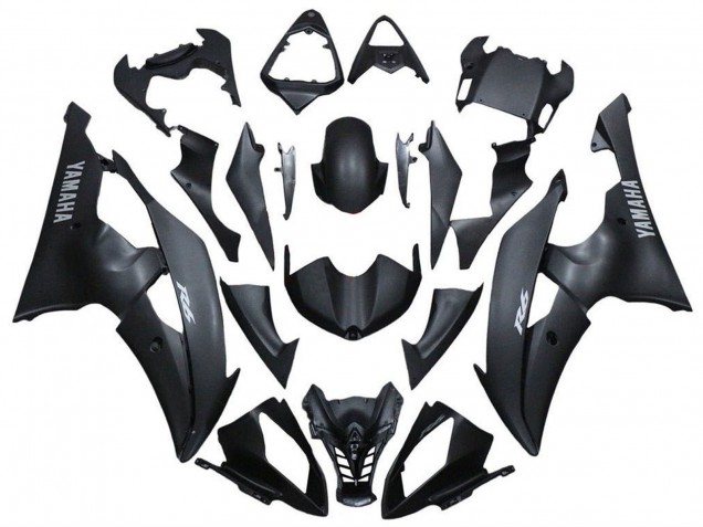 2008-2016 Yamaha YZF R6 Motorcycle Fairings - Matte Black Silver Decals UK