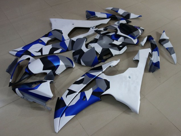 2008-2016 Yamaha YZF R6 Motorcycle Fairings - White Blue Grey Camouflage UK