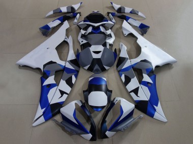 Best 2008-2016 Yamaha YZF R6 Motorcycle Fairings - White Blue Grey Camouflage UK