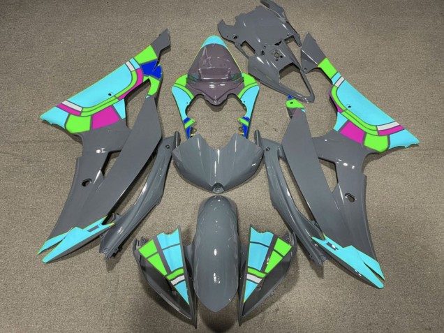 2008-2016 Yamaha YZF R6 Motorcycle Fairings - Nardo Grey Turquoise Blue Color Wheel UK
