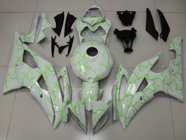 2008-2016 Yamaha YZF R6 Motorcycle Fairings - White Green Lightning UK