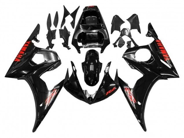 2005 Yamaha YZF R6 Motorcycle Fairings - Glossy Black Red UK