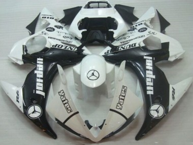 Best 2005 Yamaha YZF R6 Motorcycle Fairings - White Glossy Black Jordan Dunlop UK