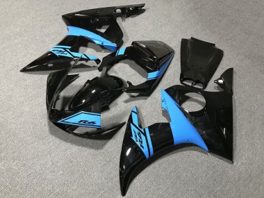 Best 2005 Yamaha YZF R6 Motorcycle Fairings - Glossy Black Light Blue UK