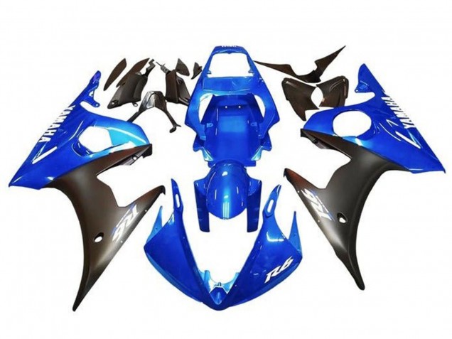 2003-2004 Yamaha YZF R6 Motorcycle Fairings - Blue Matte Black White Decals UK