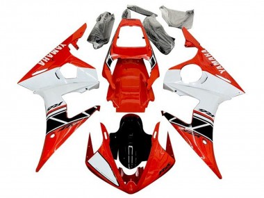 Best 2003-2004 Yamaha YZF R6 Motorcycle Fairings - Red White Glossy Black Stripe UK