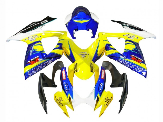 2006-2007 Suzuki GSXR 600/750 Motorcycle Fairings - White Blue Yellow Corona Alstare UK