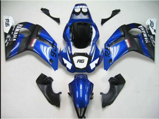 1998-2002 Yamaha YZF 600 R6 Motorcycle Fairings - Blue White Matte Black UK
