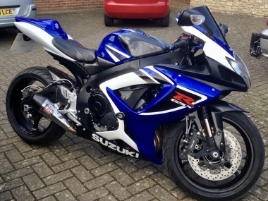Best 2006-2007 Suzuki GSXR 750 Motorcycle Fairings - White Blue Black Stripe UK