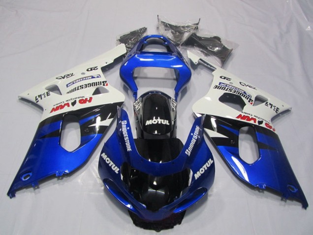 2001-2003 Suzuki GSXR 600 Motorcycle Fairings - White Blue Glossy Black Motul UK