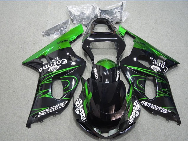 2001-2003 Suzuki GSXR 600 Motorcycle Fairings - Glossy Black Green Corona Extra Alstare UK