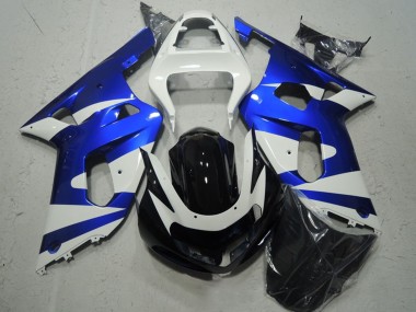 Best 2001-2003 Suzuki GSXR 600 Motorcycle Fairings - White Blue Glossy Black UK
