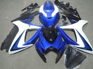 Best 2006-2007 Suzuki GSXR 600 Motorcycle Fairings - White Blue Glossy Black UK