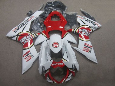 Best 2011-2024 Suzuki GSXR 600 Motorcycle Fairings - White Red Motul Lucky Strike UK