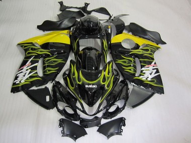Best 2008-2020 Suzuki GSXR 1300 Hayabusa Motorcycle Fairings - Glossy Black Yellow Flame UK