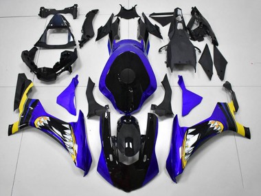 Best 2015-2019 Yamaha YZF R1 Motorcycle Fairings - Blue Yellow Glossy Black Shark UK