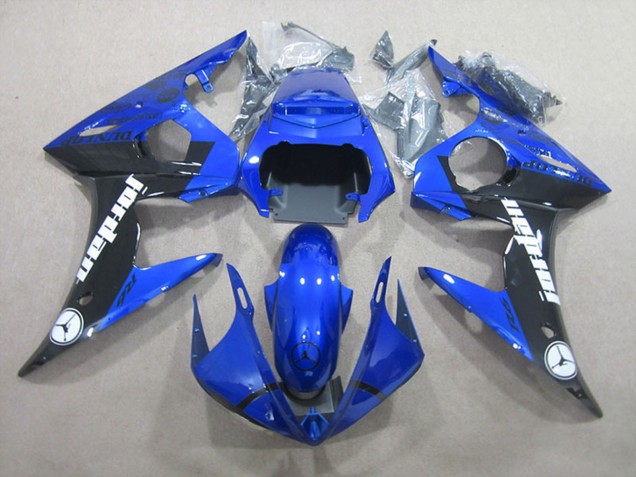 2003-2004 Yamaha YZF R6 Motorcycle Fairings - Blue Glossy Black Jordan UK
