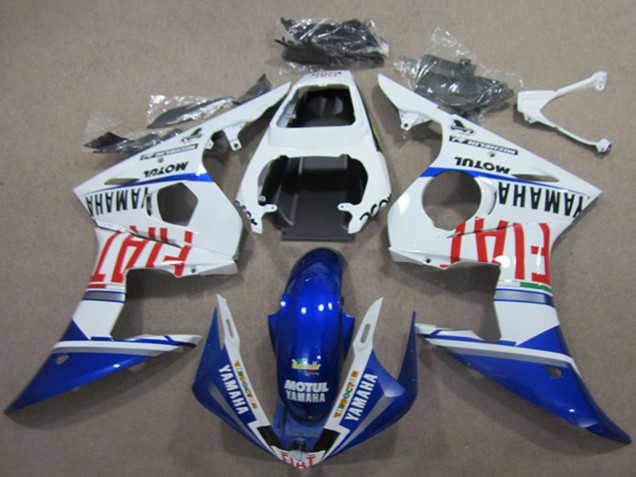 2003-2004 Yamaha YZF R6 Motorcycle Fairings - White Blue Red Fiat Motul UK