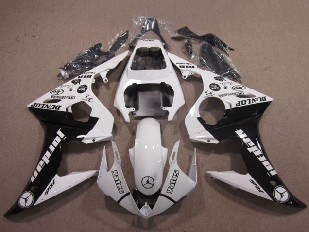 2003-2004 Yamaha YZF R6 Motorcycle Fairings - White Glossy Black Jordan Dunlop UK