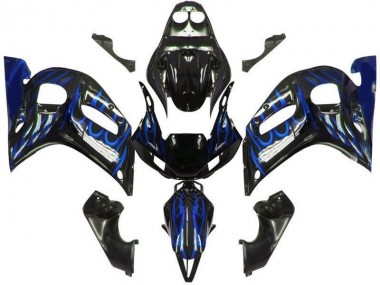 Black Blue Flame 1998-2002 Yamaha YZF R6 Motorcycle Fairings