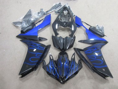 Black Blue Flame 2007-2008 Yamaha YZF R1 Motorcycle Fairings