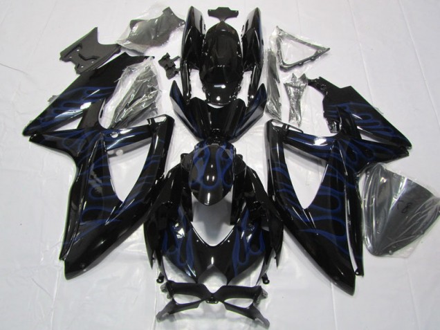 Black Blue Flame 2008-2010 Suzuki GSXR 600 Motorcycle Fairings Black Blue Flame 2008-2010 Suzuki GSXR 600 Motorcycle Fairings