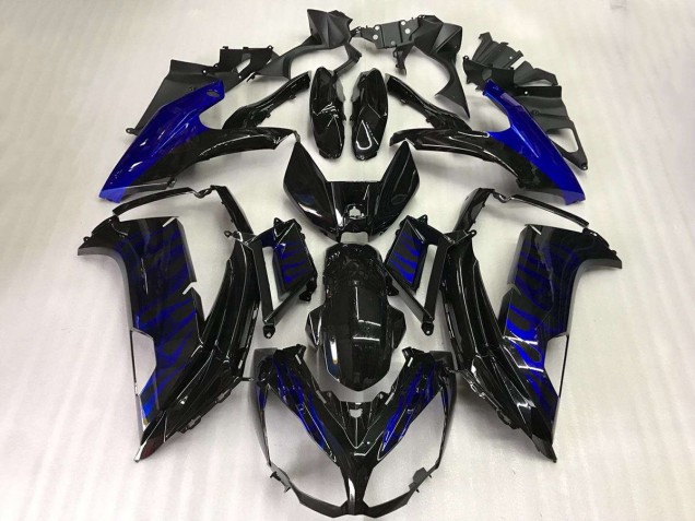 Black Blue Flame 2012-2016 Kawasaki EX650 Motorcycle Fairings Black Blue Flame 2012-2016 Kawasaki EX650 Motorcycle Fairings