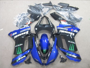 Black Blue Green Monster 2007-2008 Kawasaki ZX6R Motorcycle Fairing