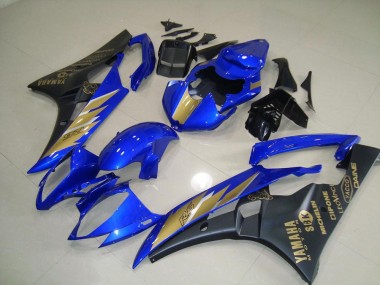 Black Blue with Gold Sticker 2006-2007 Yamaha YZF R6 Motorcycle Fairings