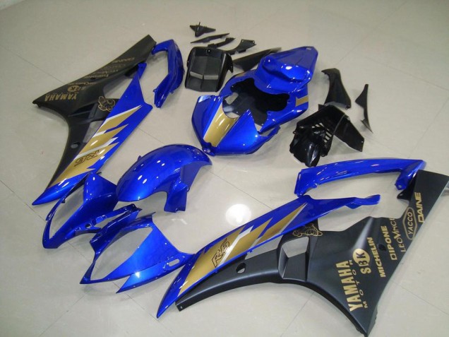 Black Blue with Gold Sticker 2006-2007 Yamaha YZF R6 Motorcycle Fairings Black Blue with Gold Sticker 2006-2007 Yamaha YZF R6 Motorcycle Fairings