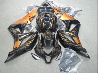 Black Gold Flame 2004-2005 Honda CBR1000RR Motorcycle Fairings