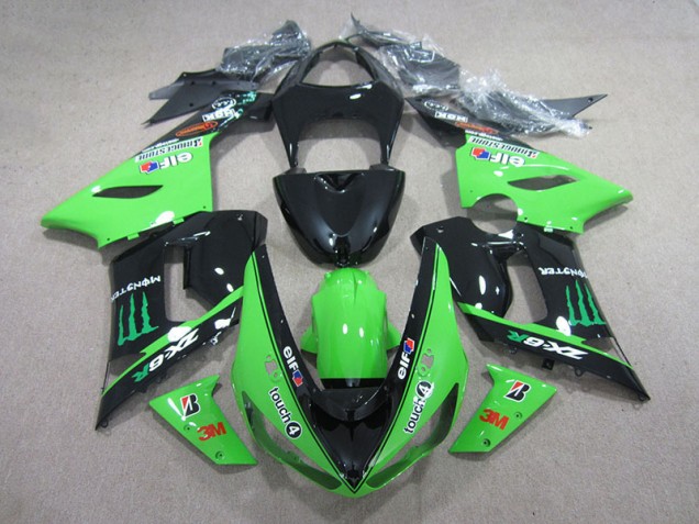 Black Green 3M Touch4 Monster 2005-2006 Kawasaki ZX6R Motorcycle Fairings Black Green 3M Touch4 Monster 2005-2006 Kawasaki ZX6R Motorcycle Fairings