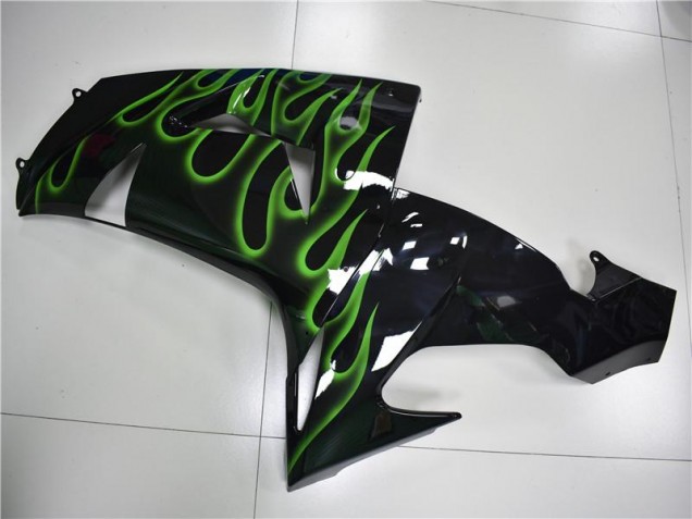 Black Green Flame 2006-2007 Kawasaki ZX10R Motorcycle Fairings Black Green Flame 2006-2007 Kawasaki ZX10R Motorcycle Fairings