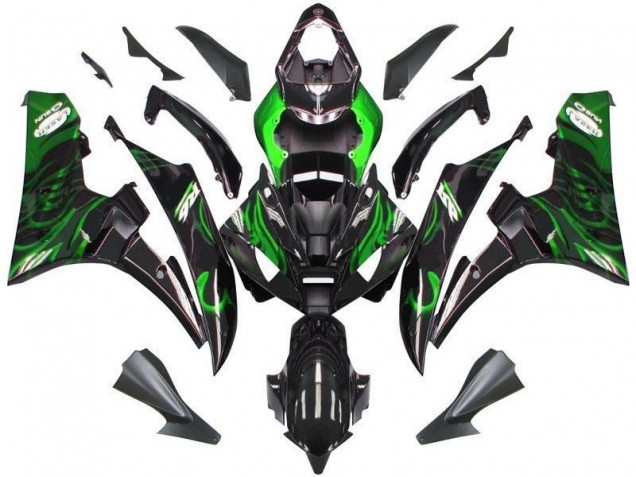 Black Green Flame 2006-2007 Yamaha YZF R6 Motorcycle Fairings Black Green Flame 2006-2007 Yamaha YZF R6 Motorcycle Fairings