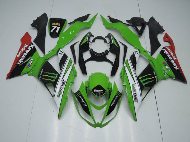 Black Green White Monster 2013-2018 Kawasaki ZX6R Motorcycle Fairings Black Green White Monster 2013-2018 Kawasaki ZX6R Motorcycle Fairings