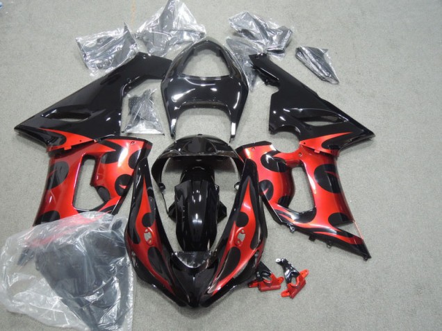 Black Red 2005-2006 Kawasaki ZX6R Motorcycle Fairings Black Red 2005-2006 Kawasaki ZX6R Motorcycle Fairings