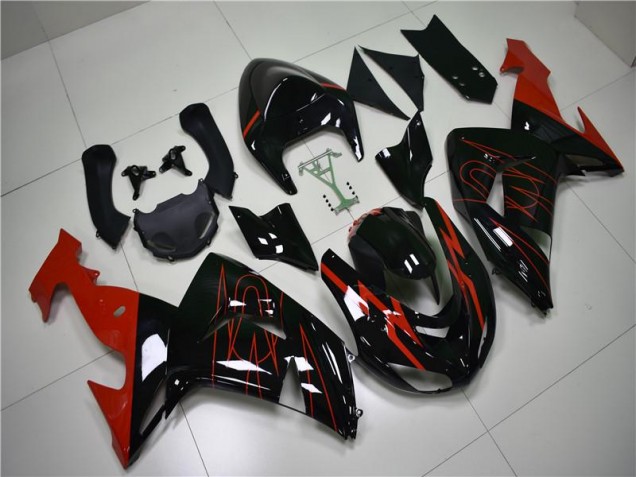 Black Red 2006-2007 Kawasaki ZX10R Motorcycle Fairings