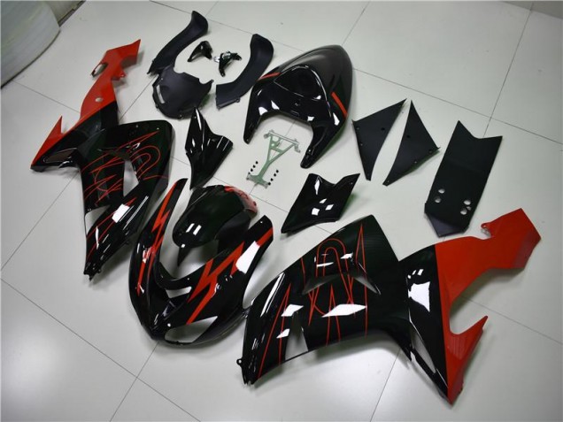 Black Red 2006-2007 Kawasaki ZX10R Motorcycle Fairings