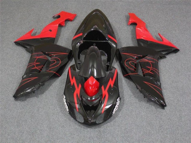Black Red 2006-2007 Kawasaki ZX10R Motorcycle Fairings