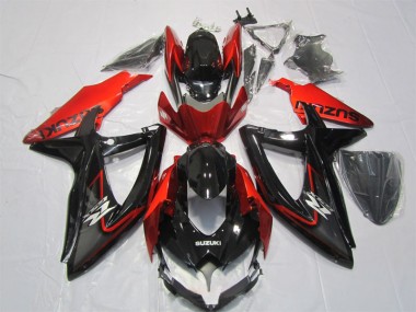 Black Red 2007-2008 Suzuki GSXR 1000 Motorcycle Fairing