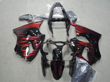 Black Red Flame 2000-2002 Kawasaki ZX6R Motorcycle Fairing