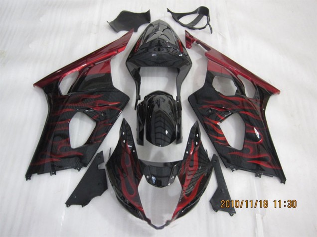 Black Red Flame 2003-2004 Suzuki GSXR 1000 Motorcycle Fairings Black Red Flame 2003-2004 Suzuki GSXR 1000 Motorcycle Fairings