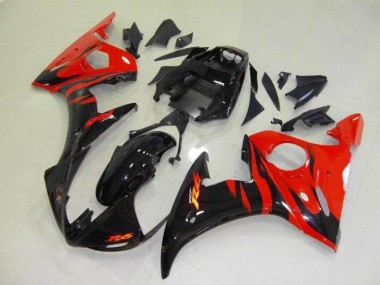 Black Red Flame 2003-2005 Yamaha YZF R6 Motorcycle Fairing