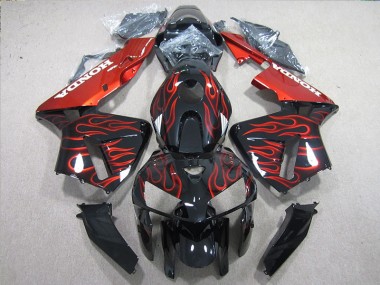 Black Red Flame 2005-2006 Honda CBR600RR Motorcycle Fairings