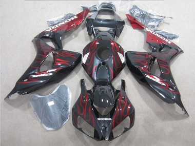 Black Red Flame 2006-2007 Honda CBR1000RR Motorcycle Fairings